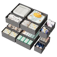 12 Pack Drawer Organizer for Baby Clothes, Nursery Non-Woven 12 Pack Grey