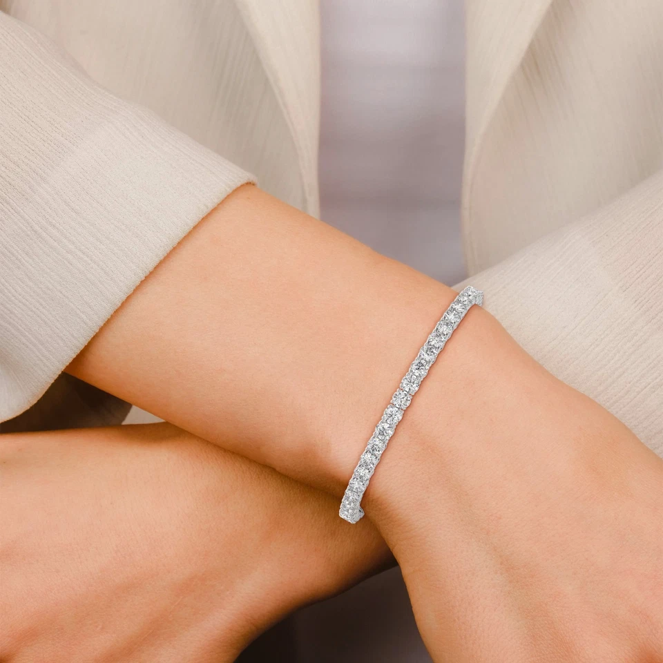 10 CTW Round Cut Lab-Grown Diamond Tennis Bracelet in Solid 14K Gold - Image 2 of 4