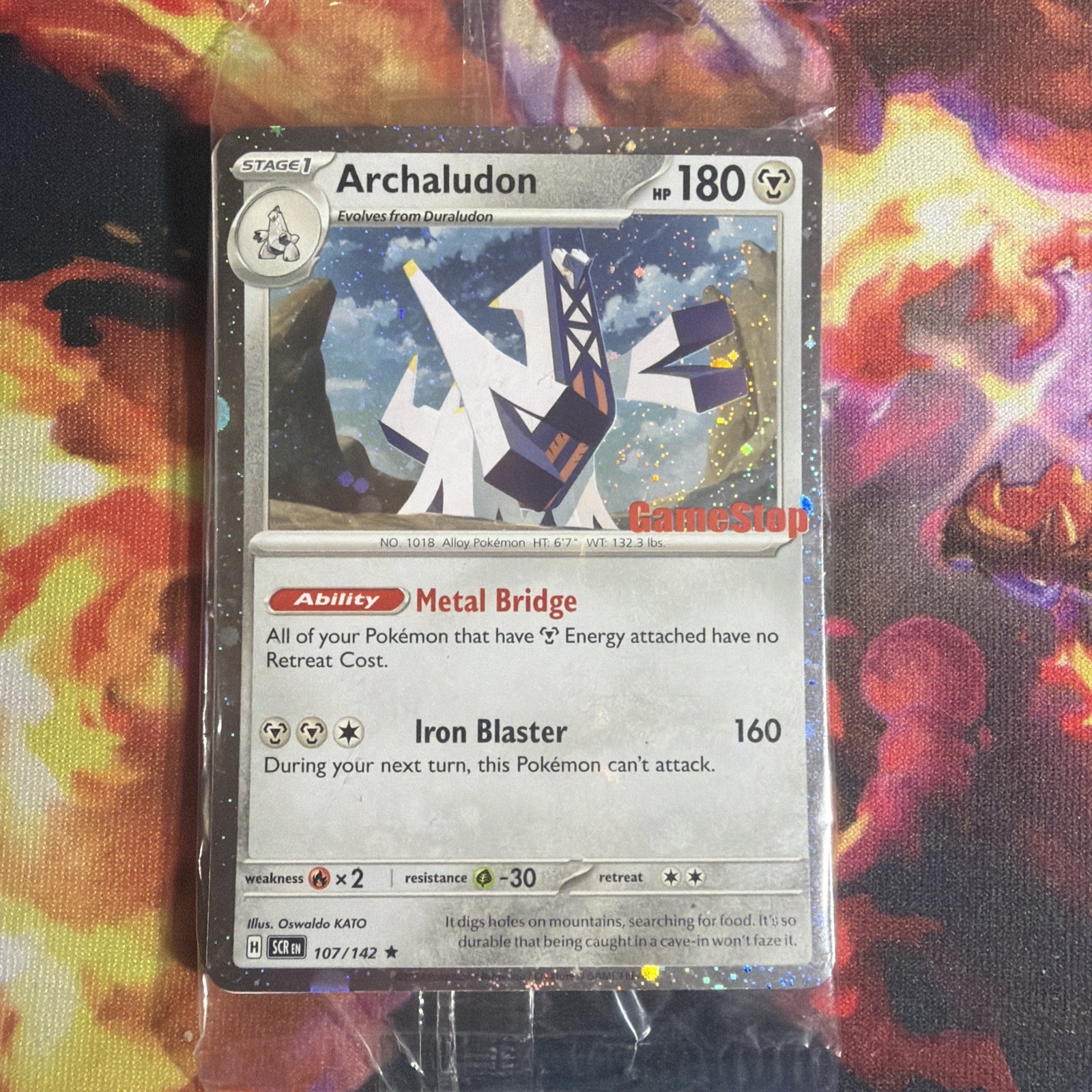 Pokémon TCG Stellar Crown Archaludon 107/142 GameStop Promo SEALED Cosmos Holo