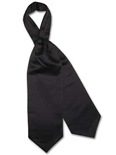 Vesuvio Napoli ASCOT Solid BLACK Color Cravat Men's Neck Tie 