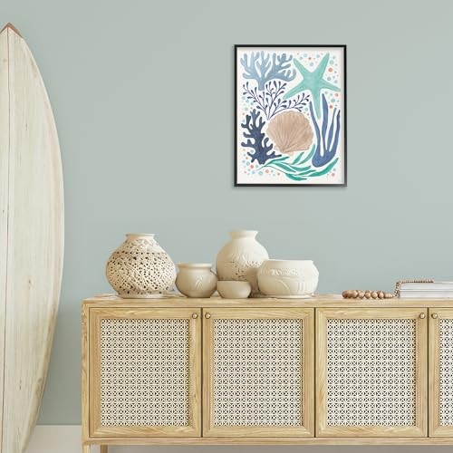 Aquatic Coastal Currents Black Framed Giclee Wall Art Design by Veronique - Picture 3 of 7