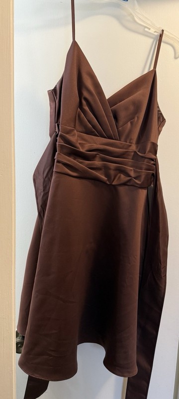 Roberta’s Bridal Womens Brown Spaghetti Strap Bridesmaid Maxi Dress Size 16