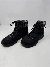 Skechers Glacial Ultra Go Black Gray Lined Ankle Boots 144166 Women Size 9