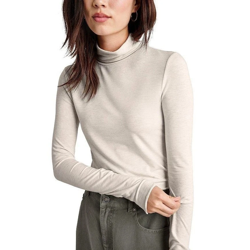 Espléndida camiseta informal de cuello alto de bambú brezo roble pálido para mujer talla S Foto 2 de 4