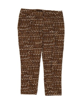 Max Mara Damen Weekend Slim Cropped Hose W34 L25 Braun Geometrisches Muster YE07