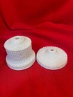 2 Vintage Milk Glass Hobnail Lamp Bases Parts