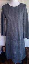 J. Jill Ponte Knit Gray Pinstripe 3/4 Sleeve Shift Dress Women’s S Drop Waist