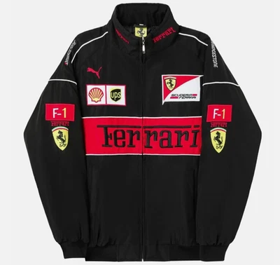 Ferrari Vintage Motorsport Jacke F*1 Baumwolle Racing Unisex Schwarz