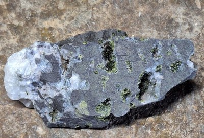 Sparkling Green Epidote Quartz Calcite In Basalt - Copper Mine Michigan Keweenaw