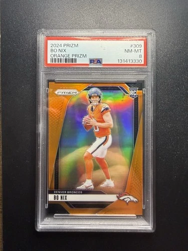 2024 Panini Prizm Bo Nix RC #309 Orange COLOR MATCH Rookie  /249 Psa 8