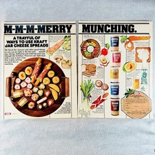 Kraft Jar Cheese Spreads 2 Page 1980 Vintage Print Ad Charcuterie Board Munching