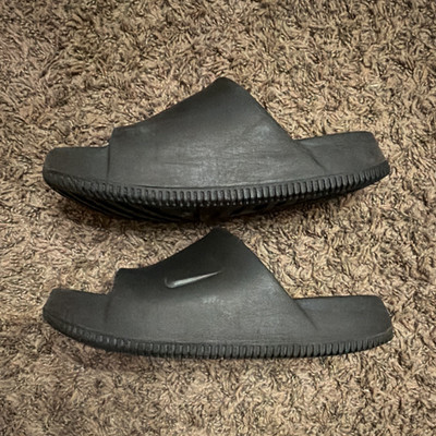 Nike Men's Black Slide Sandals US 9 Slip-On Rubber Upper Logo