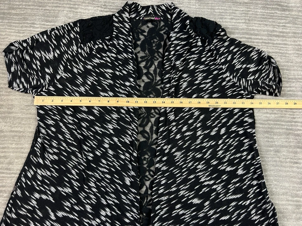 Heart Soul Plus Top 女式 2X 黑色蕾丝开襟短袖掸子 — 第 4/4 张图片