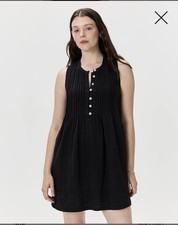 Quince 100% Organic Cotton Gauze Sleeveless Swing Dress | Black | XS