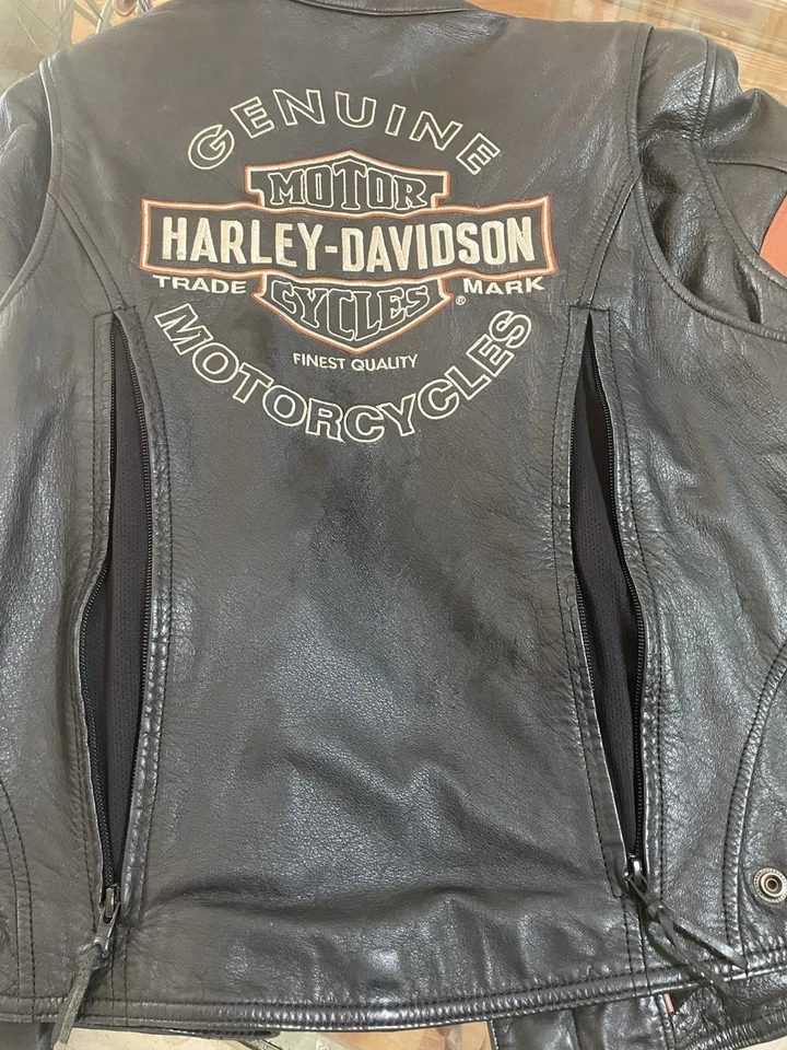 Harly Davidson Women’s Retro Leather Jacket Size M. Black/ Orange - Image 4 of 4
