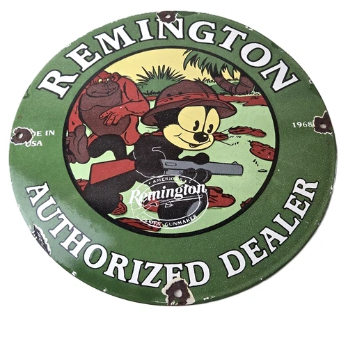 Vintage Remington Firearms Sign - Sales Dealer Gas Pump Porcelain Sign
