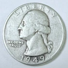 1949 Washington Silver Quarter 25c, 90% Silver VERY GOOD DETAILS #10207