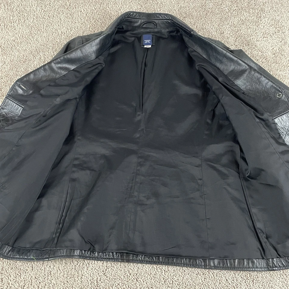 Vintage Gap Leather Blazer Jacket Women's Medium Black Y2K Grunge Retro Sleek R1 - Image 2 of 4