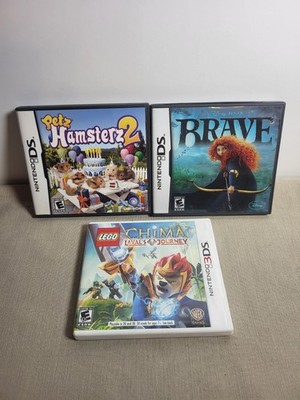 Lot Of 3 Nintento DS/3DS Games Lego Chima Petz Hamsterz2 Brave WB Disney Ubisoft