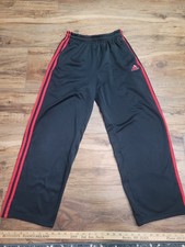 Kids Childrens Black Red ADIDAS Track Pants Size 14/16 3 Stripes