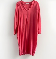 Humanoid Pink Dress Long Sleeve Tunic Cupro Viscos Loose Light Medium Long Italy