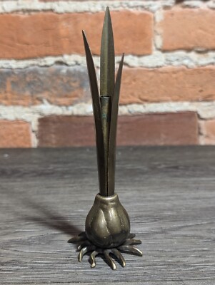 Vintage Copper Brass Metal Onion Bulb Bud Vase Carnevale 1985 6 