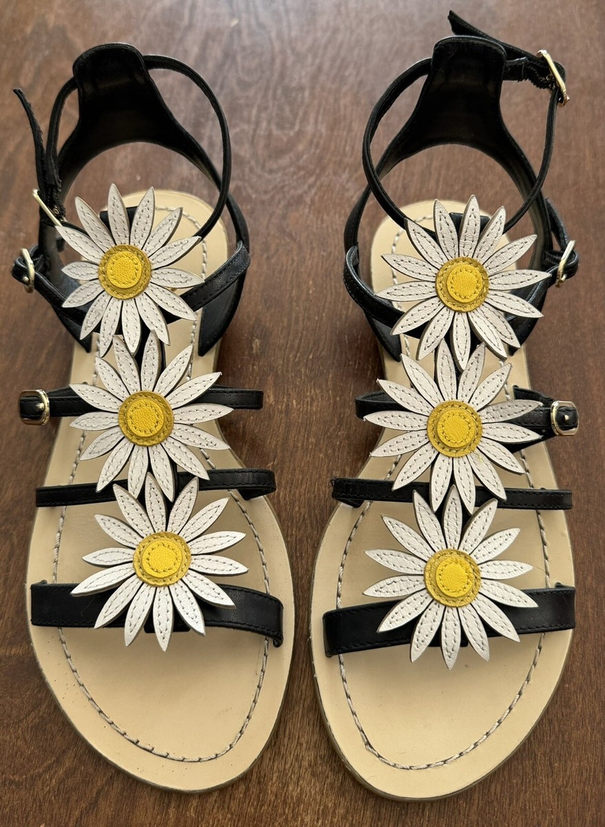 Kate Spade COLLIN Daisy SUNFLOWER Leather T-STRAP Sandals WOMEN’S Size  US