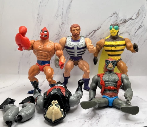 Lot of 4 Vintage Mattel He-Man MOTU Clawful Stratos Fisto Buzz Off & Hordak Part