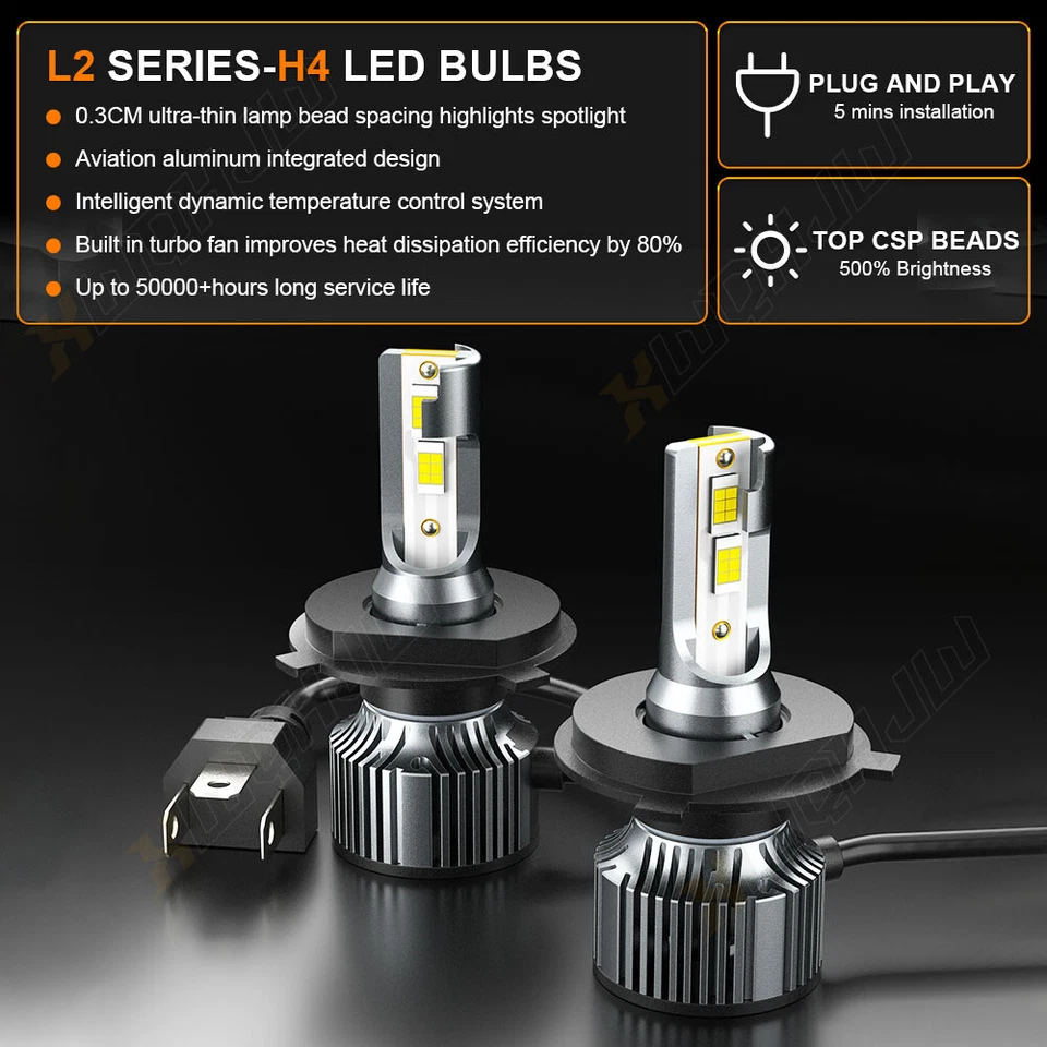H4 H11 LED Headlight + Fog Light Combo Bulbs Kit 4PCS FIT Nissan Cube 2009-2014 - Image 4 of 4