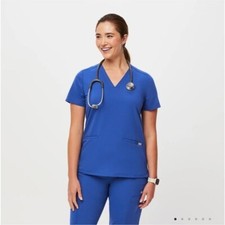 Figs Casma Three-Pocket Scrub Top Blue