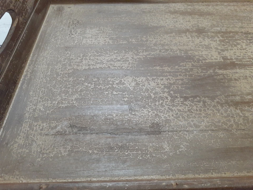 Farmhouse Wooden Tray 27" Solid Rubbed Barn Wood Metal Boho Rustic Uttermost - Image 4 of 4