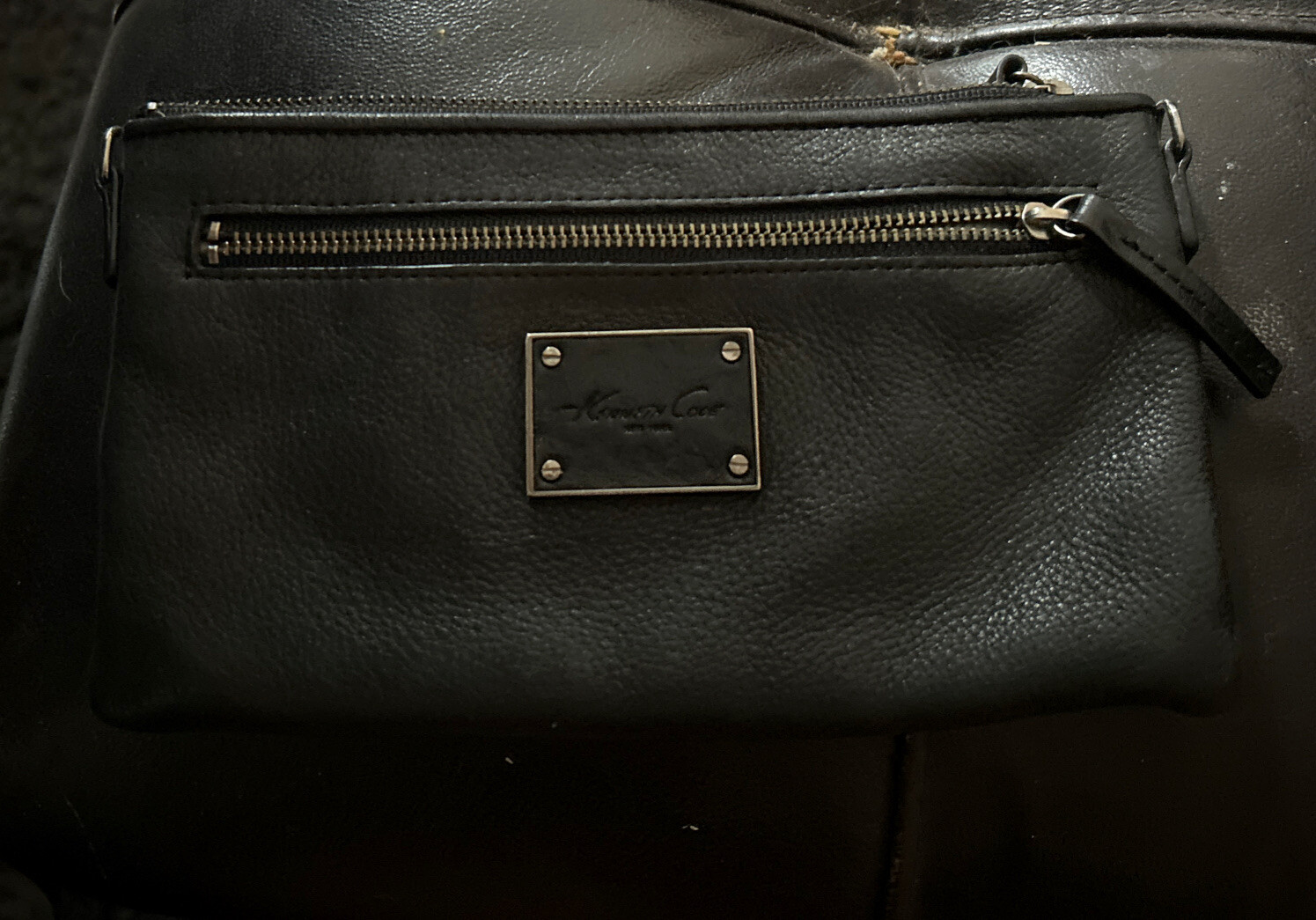 Cole Reaction Toiletry Cosmetic Black Leather Bag Soft 5 Inch X