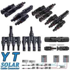 Solar Panel Y T Branch Wire Cable Connection Extension Waterproof Male Female US