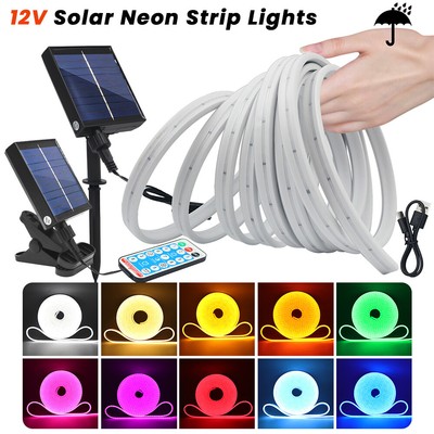 Solar Powered Neon LED Strip Outdoor Rope Lights 2835 120LED/m Garden Patio Yard