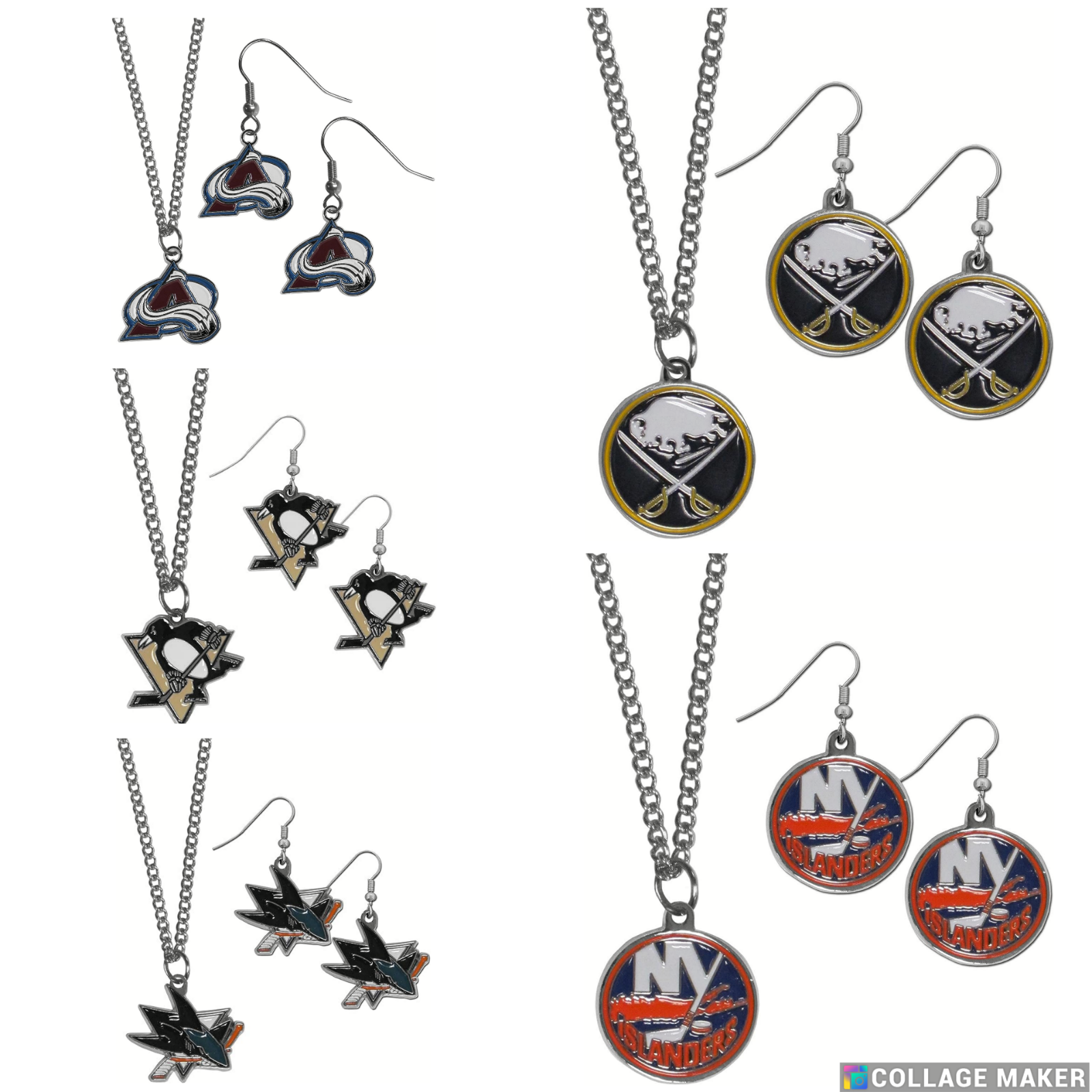 NHL Licensed Necklace & Dangler Earrings Set Pick Your Team eBay