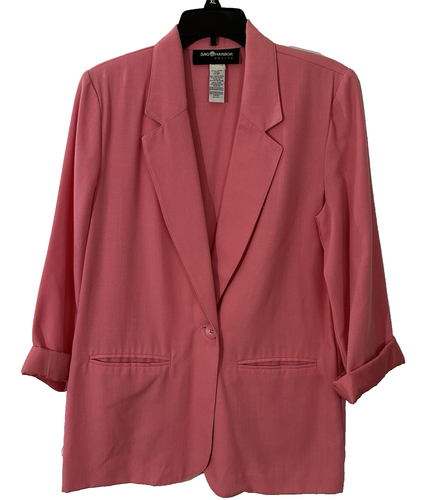 Vintage Sag Harbor rosa 8 zierliche Einknopf Blazer mit Taschen und Manschettenärmeln