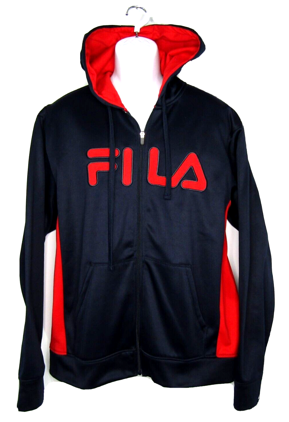 Felpa con cappuccio uomo Fila logo cerniera intera blu taglia large