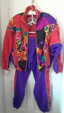 Vtg. 80s, 90's East West Woman's 2 pc. Nylon Windbreaker Sportswear 2pc. Set szL