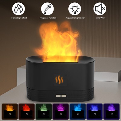 180ml 3D Flame Air Humidifier Essential Oil Aroma Diffuser USB Mist Home Decor