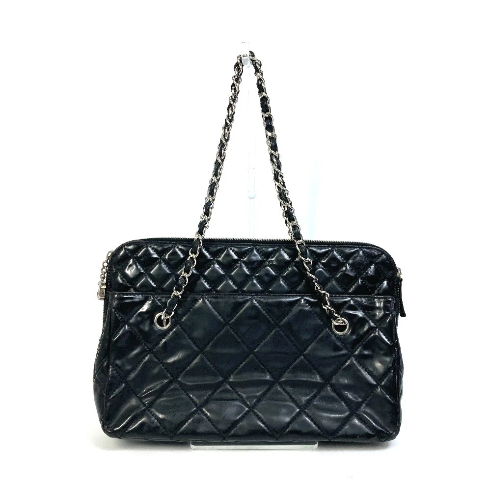 CHANEL Matelasse Tote bag Shoulder Bag Black Patent Leather