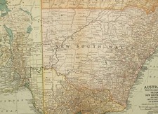 1903 Antik Landkarte South East Australia Victoria Melbourne Neu Wales Sydney