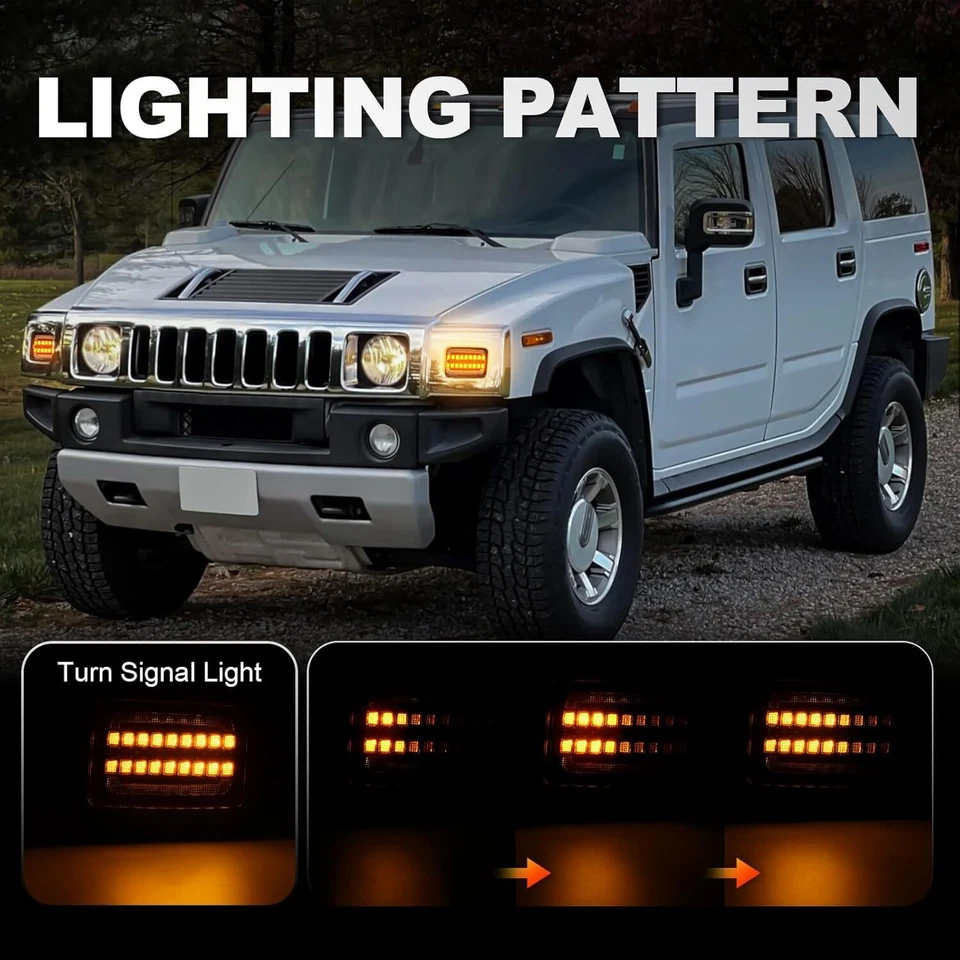 Luces LED ámbar de estacionamiento 2 piezas para Hummer H2 03-09 4 puertas luces de señal de giro de esquina Foto 2 de 4
