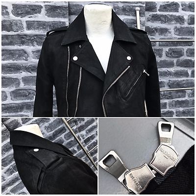 Rare & Great Balmain SS15 Black Waxed Denim Cotton Biker Jacket