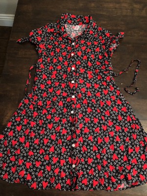 Robe Shirt Pour Fille JUSTICE - Motif Cœurs Noir Et Rouge - Taille 12 - Occasion Très Bon état