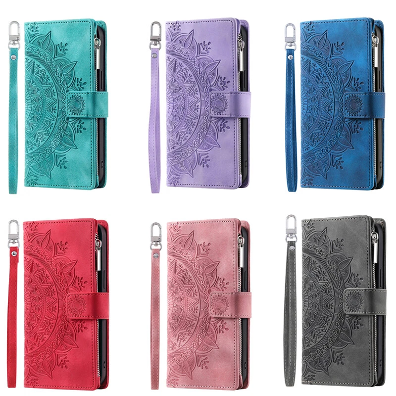Crossbody Wallet Case Zip Card Flip Cover for iPhone 16e/15/14/13/12/11 XR SE 8 - Image 2 of 4