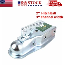 Straight Tongue Trailer Coupler For 2" Hitch Ball with 3" Channel Width 3500 LB