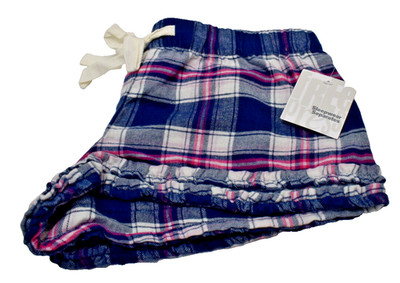 Free Press Heidi Plaid Flannel Pajama Sleep Shorts Size Medium New! NWT
