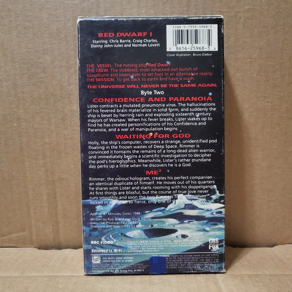 RED DWARF I Byte Two 1988 Confidence & Paranoia + Waiting for God + Me2 VHS Tape - Image 3 of 4