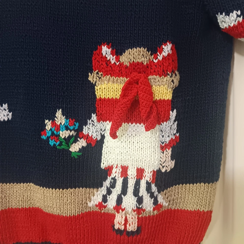 Berek Vintage Hand Knit Graphic Sweater Sailor Collar Red White Blue Girl 12 - Image 4 of 4