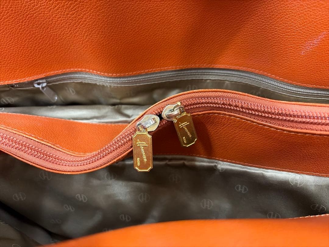 Hamano Leather Craft Grace Delight Tote Orange Leather Women USED